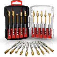 10-Piece Titanium Coated Double Slot Hex Handle Rotary File Set for Electric Grinding