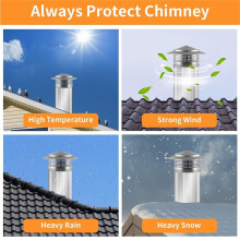 304 Stainless Steel Chimney Cap, Round Chimney Cover with Screen, Stove Pipe Topper for Exterior Fireplace Flue