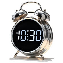 Clock for Sleepers Retro Metal Bell,Large Numbers Display with Backlight, Small Bedside Digital Clock for Bedrooms A