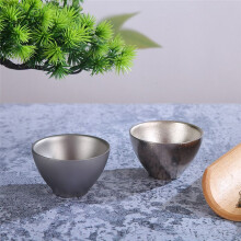 4PCS Camping Titanium Tea Cup Outdoor Picnic Cookware Ti Double-Wall TeaCup Hiking Tea Cup Traveling Accessory B