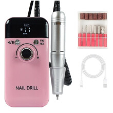 Taller de Uñas Eléctrico Portátil Recargable Profesional de 45000 RPM para Manicura y Eliminación de Uñas, Color Rosa