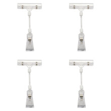 4pcs 6.5 Inch Height Transparent Plastic Double Clips Adjustable Sign Card Display Holder