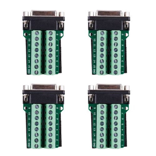 4X DB15 D-SUB VGA 15pin Female Adapter Jack Terminal Breakout PCB Board