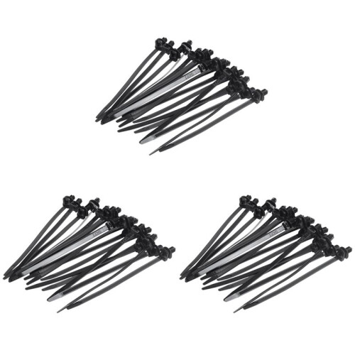 Nylon Push Mount Car Dome Cable Zip Tie, 162mm Length, 60 Pcs, Black
