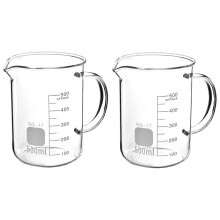 2pcs Beaker with Handle, 500ml Measuring Cup, Borosilicate Glass,Beaker Mug with Pouring Spout