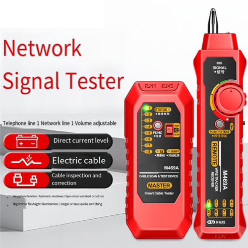 M469A RJ45 RJ11 Network Cable Tester Network Analyzer LAN Cable Tester Wire Tracker Toner Detector  Test Tool B 1
