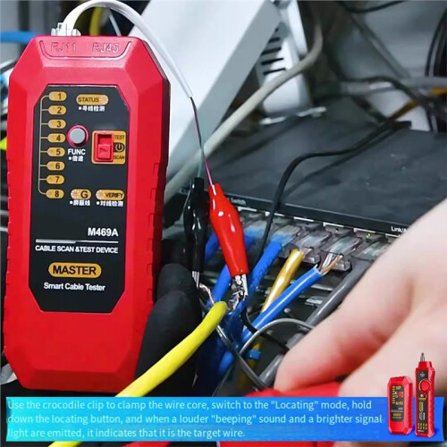 M469A RJ45 RJ11 Network Cable Tester Network Analyzer LAN Cable Tester Wire Tracker Toner Detector  Test Tool A 2