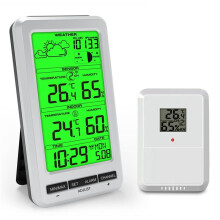 Weather Station Wireless in/Outdoor Thermometer Digital Temperature Humidity Monitor with Moon Phase Weather Forecast