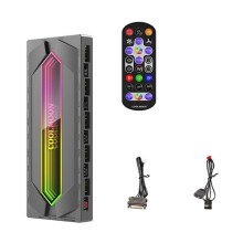 COOLMOON 22 in 1 5V 3Pin ARGB and PWM HUB Controller PWM Fan Hub Splitter Power Remote for PC Cooling Fan Light Strip Black