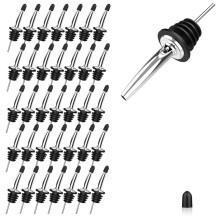 36pcs Stainless Steel Pour Spouts for Liquor Bottles, Oil, Vinegar, and Wine with Rubber Dust Caps