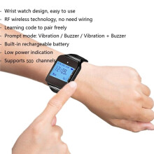 Restaurant Pager with LED Display Waterproof Emergency Wireless Waiter Calling System Watch Receiver for Senior Care