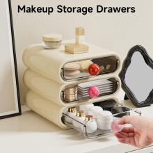 Three-Layer Drawer Storage Box Compact Dressing Table Drawer-Style Cosmetic Storage Box Can Store Cosmetics Shelf Black