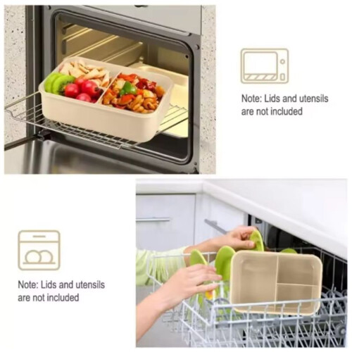 Lunch Box with Tableware for Office Workers Square Divided Microwave Oven Bento Box Leakproof Container for Picnic 2