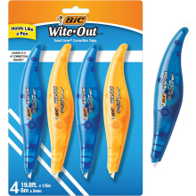 BIC Wite-Out Brand Exact Liner Correction Tape, 19.6 Feet, White, Fast, Clean and Easy to Use Tear-Resistant Tape, 4-Count