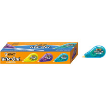 BIC Wite-Out Mini Correction Tape, White, No Dry Time, Long Lasting, 12-Count (Tape Body Colors May Vary)