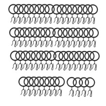 60Pcs Metal Curtain Rings and 60 Pcs Curtain Drapery Pin Hooks,30mm Internal Diameter for Window, Shower Curtain
