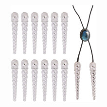 12 Pcs Bolo Tie End Cap Gold Bolo Tie Tips Cord Ends Accessorie Replacement for Bracelet DIY Crafts Making Silver