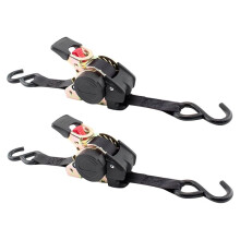 2pcs Black Retractable Ratcheting Tie-Down Straps, 1in X 10ft, Heavy-Duty Secure Hold