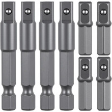 8 Pieces 1/4 Hex to 1/4 Square Socket Adapter, Drill Socket Adapter Square Socket Drill Adapter 1/4 Inch for Car DIY
