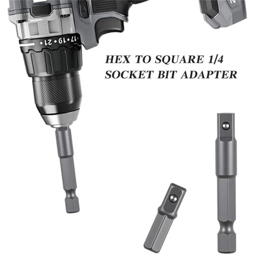 8 Pieces 1/4 Hex to 1/4 Square Socket Adapter, Drill Socket Adapter Square Socket Drill Adapter 1/4 Inch for Car DIY 2