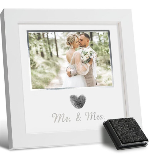 Heart Thumbprint Wedding Picture Frame with Ink Kit, Engagement Gifts for Couples Keepsake Wedding 2