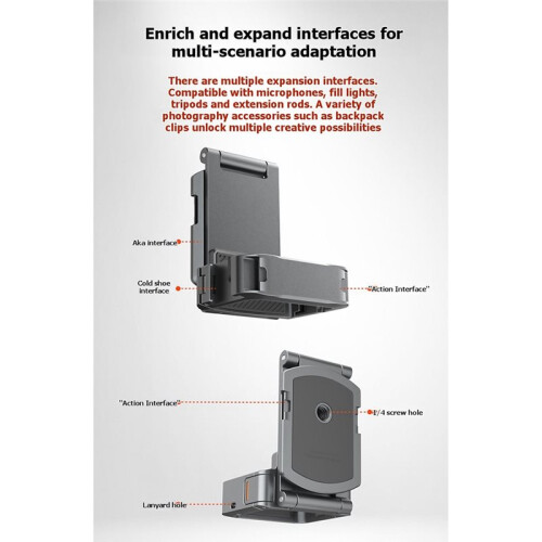 Magnetic Expansion Adapter Frame for  Pocket 4/3, Dual-Foldable Stand with Arca-Swiss Quick Release & Cold Shoe Mount