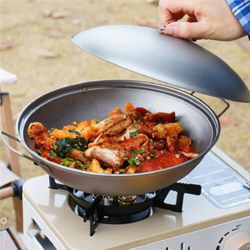 Ultralätt Campingkokgryta i Titan 24 cm för Picknick och Wok Utomhus 2