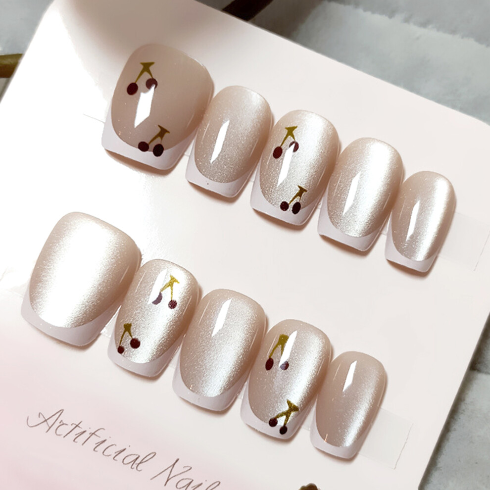 Phui-Pet-Supplies (S) Stage French Tip Fake Nails - Chip & Smudge Proof