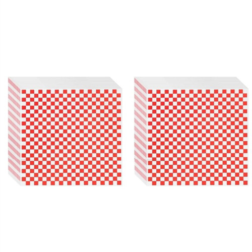 200 Vellen Sandwichpapier, 30 X 30 cm, Rood-Wit Geruit Papier voor Plastic Voedselmandjes