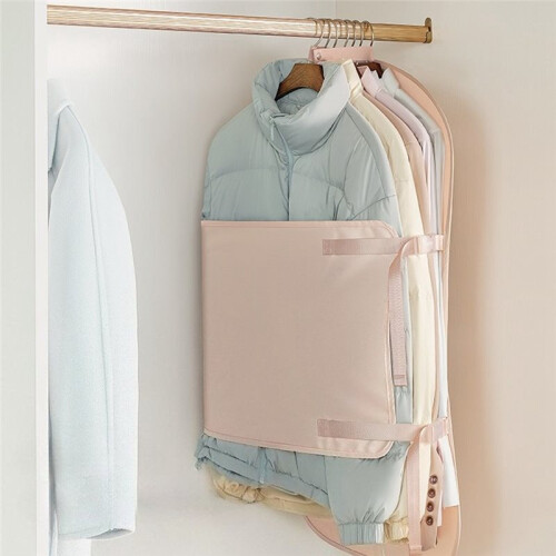 2pc Wardrobe Lazy Compressed Storage Board Dust Cover Storage Artifact Foldable Fabric Down Jacket Cream-Apricot 1