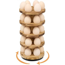 Wooden Egg Rack Countertop, 5-Layer Rotating Pine Egg Rack, Stackable Egg Rack, Disassembled and Shipped Egg Rack