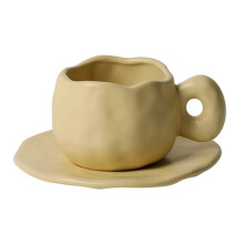 330ml Coffee Cup with Sauce, Breakfast Milk Oat Cup, Officicial Water Cup, Modern Design Ceramic Cup,Khaki