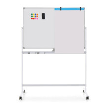 120 x 80 cm Dubbelzijdig mobiel whiteboard, in hoogte verstelbaar magnetisch whiteboard, wit