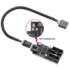 9Pin USB Splitter Motherboard USB2.0 HUB Female to Male 1 Port to 2 Extend Cable Adapter for PC 9-Pin Accessories