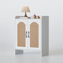 Schuhschrank 5-stufig, Rattan-Kommode für den Flur, Schrank Weiß — rattan schrank, boho kommode, weißer schuhschrank