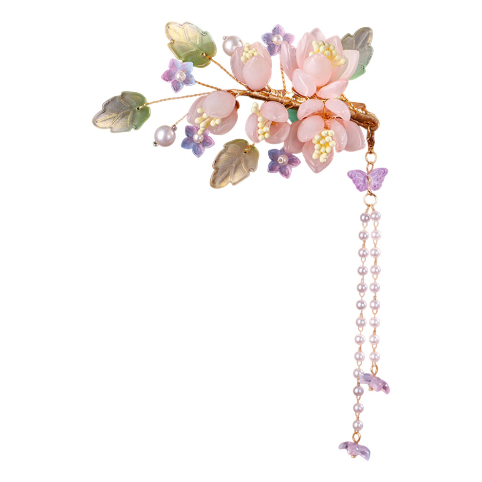 Phui-Pet-Supplies Floral Hair Clip With Tassels - Chinese Style Headpiece