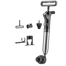 High Pressure Toilet Plunger Drain Auger with Real- Gauge Heavy-Duty Air Unclogger for Toilets, Sinks & Drains Black