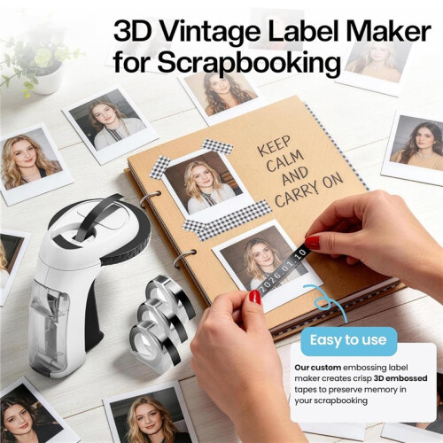 Embossing Label Maker Machine with Tapes, Manual Embossed Label Maker Retro, Home Office Use 2