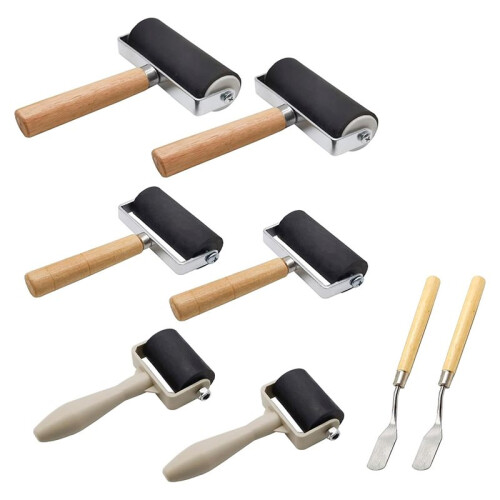 8 Pack Rubber Roller - Brayer Rollers with 3 Size for Crafting Brayer Rollers for Printmaking Brayer Tool Paint Brush