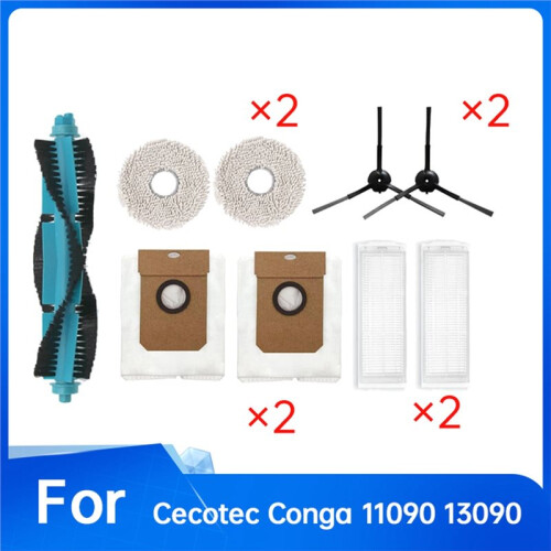 9 Pcs for Cecotec Conga 11090 13090 Sweeping Machine Accessories Main Side Brush Mop Filter Dust Bags 2