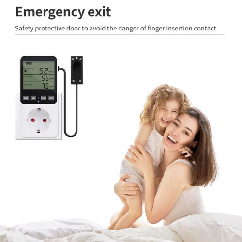 Digital Display Temperature and Humidity Controller Socket Thermostat Heating and Cooling Regulator  Socket EU Plug 2