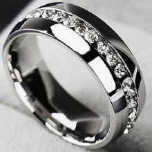 (silver, 12) Fashion Women Men Couple Lover Rhinestone Titanium Steel Engagement Jewelry Wedding Ring