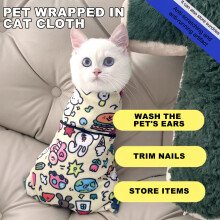 (Graffiti, 35CM*35CM【suitable for less than 3 catties】) Cat Swaddle Wrap for Grooming & Vet Visits