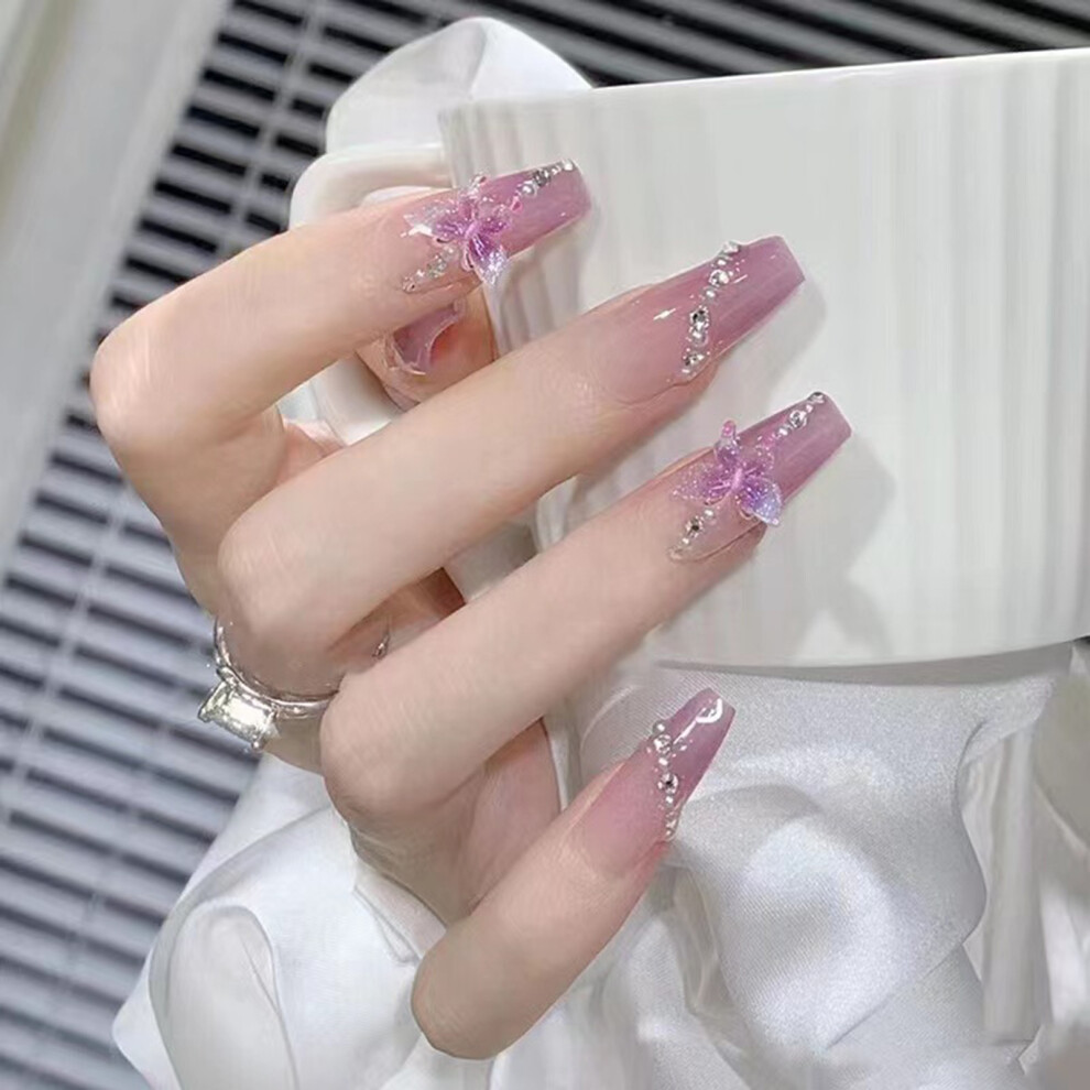 Dachuang Beauty (Jelly Glue Model) Gradient Ballerina Fake Nails - Reusable Salon Tips