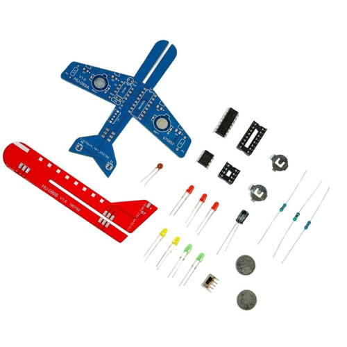 LED Flow Light Aircraft Model Kit DIY Electronic Kit DIY Electronic Welding Practice Kit Electronic Science Assembly Kit 2