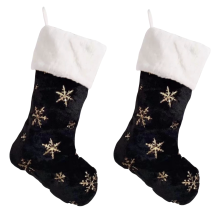 Chaussettes de Noël décoratives pour les cadeaux noires, lot de 2, 55 cm — decoration cheminee, botte noel