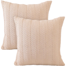 Dekorative Kissenbezüge mit gerippten Streifen Beige 2 Stück 45 x 45 cm — bezüge beige, kissenbezüge 45x45