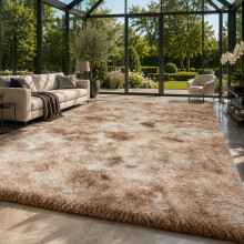 (200cm x 290cm (6ft 7" x 9ft 6"), Tie-Dye Beige Shaggy Rugs) Fluffy Rug Non-Slip Shaggy Rugs Living Room Carpet