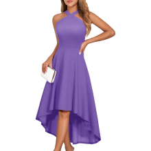 Robe Midi Élégante Cocktail Soirée Occasionnelle Violet M — tenue mariage invité, robe chic femme