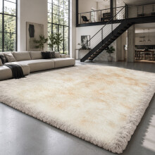 (200cm x 290cm (6ft 7" x 9ft 6"), Tie-Dye Cream Shaggy Rugs) Fluffy Rug Non-Slip Shaggy Rugs Living Room Carpet